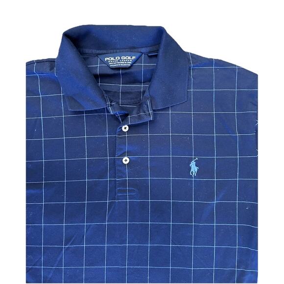 Vintage Polo Golf Ralph Lauren Men’s Navy Blue Striped Polo Shirt Size M Cotton - Picture 2 of 4